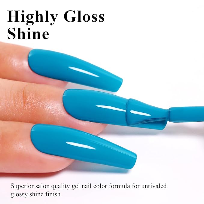 Imtiti Blue Gel Nail Polish, 15ML Turquoise Blue Gel Polish Autumn Winter Gel Nail Kit
