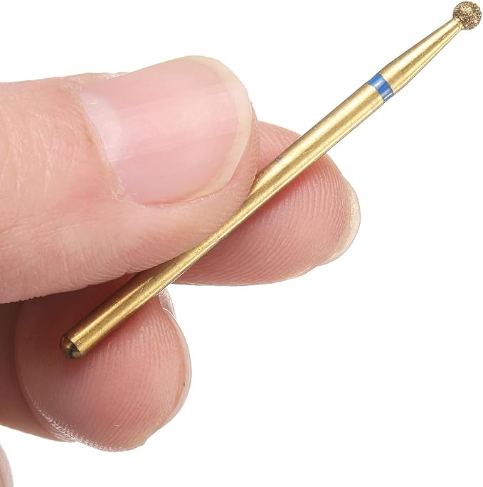 HARFINGTON 6pcs 120-140 Grits Diamond Grinding Bit 2.5mm Ball Head 2.35mm Shank 2.5mm Length Titanium Plated Stone Sanding Drill Bits Rotary Tool for Nails Grinding Polishing
