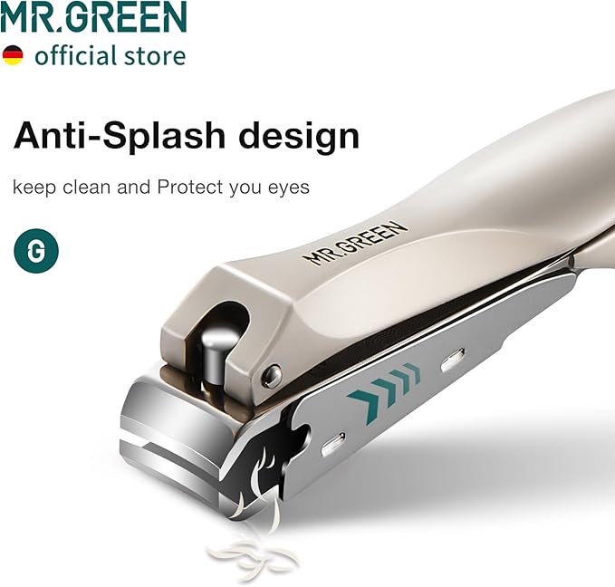 MR.GREEN Nail Clippers Stainless Steel Anti Splash Fingernail Cutter Manicure Tools Bionics Design Pedicure Scissor Nail Trimmer (Nail Clipper (Medium))