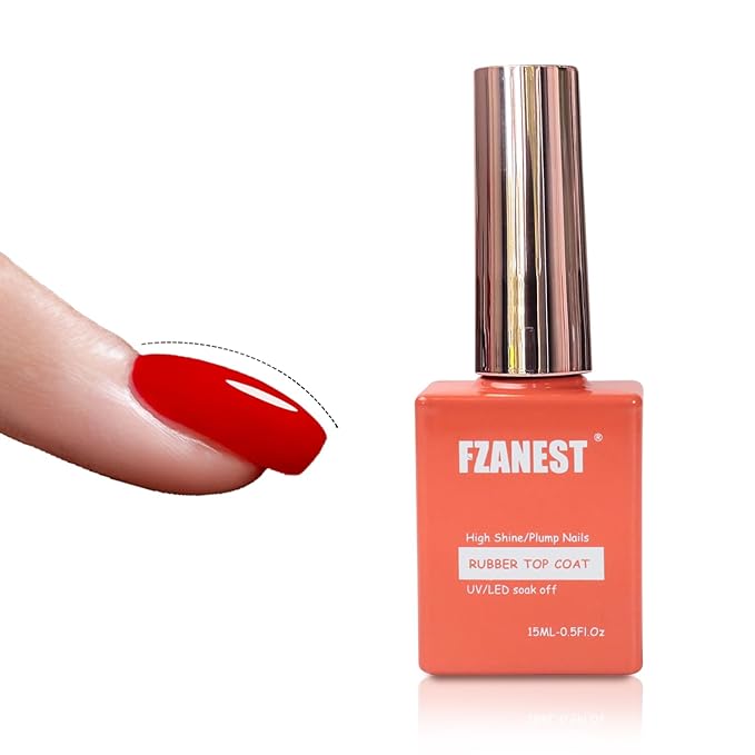 FZANEST Rubber Gel Top Coat Gel Nail Polish 15ML Ultra Shine No Wipe Thick 3D Nail Art Top Finish For Nail Strengthen Enhanced Plumping