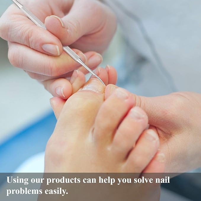 Mudder 6 Pack Ingrown Toenail Files Double Sided Toenail Lifters One Side Flat and One Side Curved Stainless Steel Manicure Treatment Removal Pedicure Tools for Feet Under Nail Cleaner