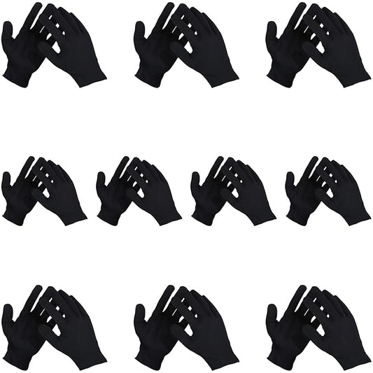 10 Pairs Large Archival Photo Gloves - Black Work Gloves For Handling Art Working Photography Men & Womens Cloth Gloves Liners Bulk for Handling Jewelry, Film, Photo, Coin Metal Inspection