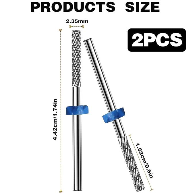 2Pcs 3/32" Carbide Nail Tungsten Drill Bits Cuticle Bit, Nail Tech Supplies Rotate Bits for Nail Drill for Dead Skin, Electric Cuticle Drill Bits for Nails Drill Bits Nail Tech Cleaning Nails(Sliver)