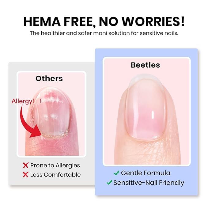 Beetles 2Pcs 15ml HEMA-Free Nail Glue Builder Nail Gel Set, Clear Builder for Nail Strengthener Thickening Building Apex Extension for Beginners & DIY Salon Manicure Gift for Women, U V Light Required