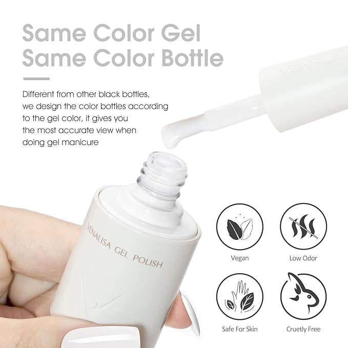 VENALISA Milky White Gel Nail Polish 1 Pcs 10ML Soak Off UV Gel Salon Manicure DIY at Home Nail Art For Girls Women