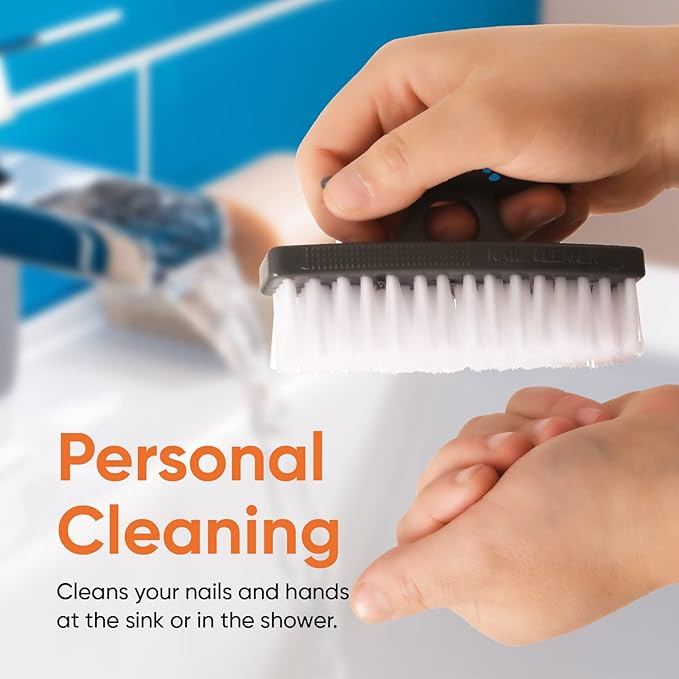 Superio Nail Brush for Cleaning Fingernails, Toe & Foot - All-Purpose Stiff Cleaning Brush for Home, Kitchen, Work - Black