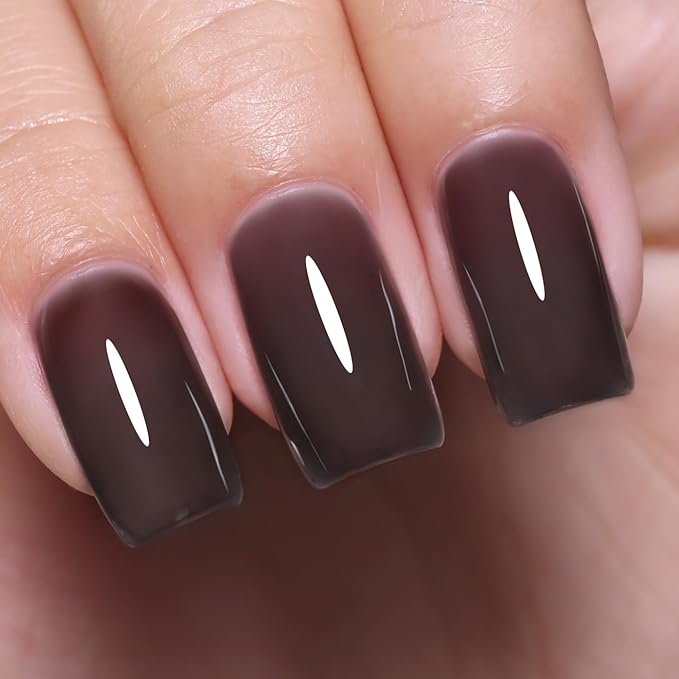 Imtiti Jelly Gel Nail Polish, Black Sheer Jelly Nail Gel Polish Soak Off UV LED Spring Summer Translucent Art Manicure Salon DIY Design 10ML