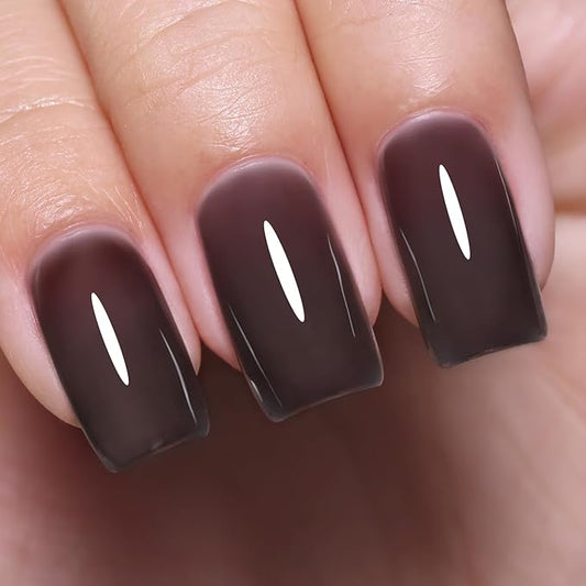 Imtiti Jelly Gel Nail Polish, Black Sheer Jelly Nail Gel Polish Soak Off UV LED Spring Summer Translucent Art Manicure Salon DIY Design 10ML