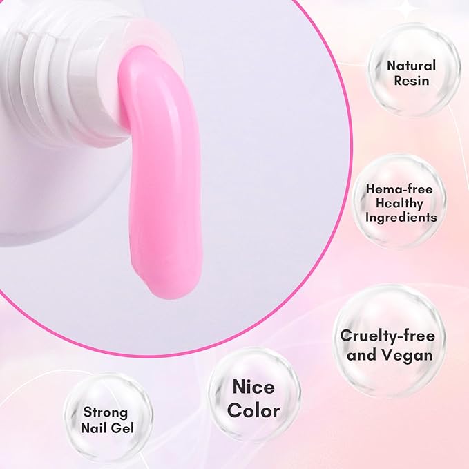 Makartt Poly Nail Gel-50ML Soft Pink Color, Strong Builder for Extension Overlay Strengthener 3D Diy, Long-lasting for Nails French Manicures Home Salon-Calla Lily