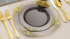 Nervure 175Pcs Black Plastic Plates, Plastic Dinnerware Set - Image 9