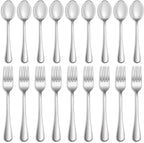 24 Pcs Forks and Spoons Silverware Set, Food Grade Stainless Steel Flatware by MUTNITT