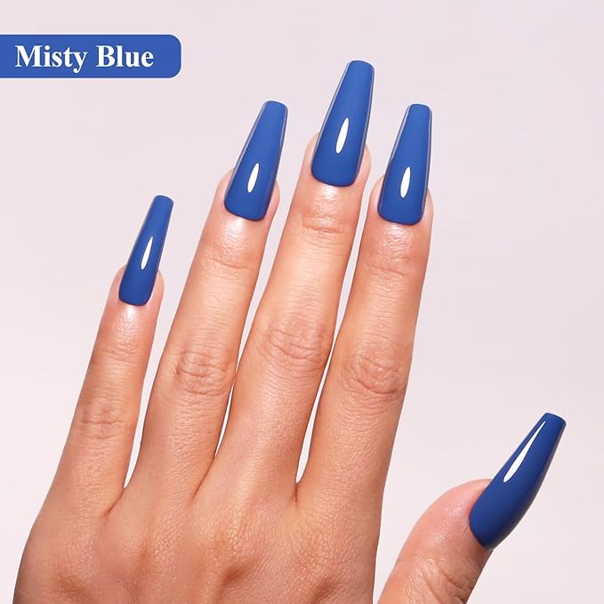 Imtiti Blue Gel Nail Polish, 15ML Misty Blue Gel Polish Autumn Winter Gel Nail Kit