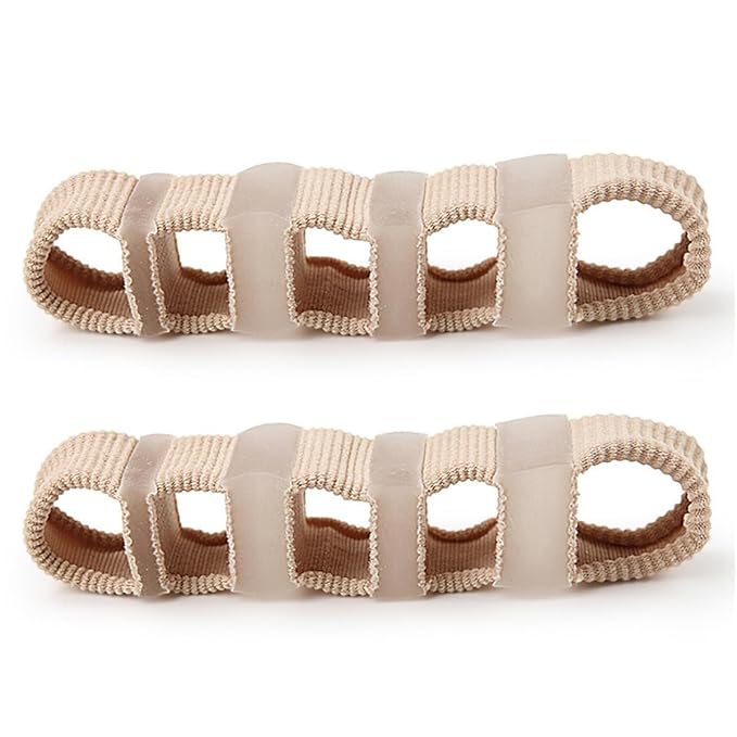 Toe Separators Toe Spacers, Bunion Corrector Hammer Toe Straighteners, Gel Toe Spreaders Toe Cushion Sleeves, for Toe Alignment, Crooked Overlapping Toes, Hallux Valgus Plantar Fasciitis (5 Holes)
