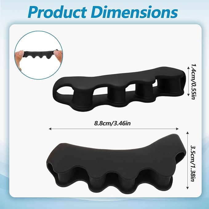 4PCS Toe Separator, Toe corrector for Women, Toe Straighteners for Curled Toes, Toe Spreader, for Toes Turned Outward, Foot Pain Relief and Foot Health (Black)