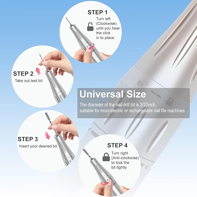 Cuticle Clean Nail Drill Bit, 3/32" Russian Diamond Nail File bits, Safety Carbide Under Nail Cleaner for Cuticle Dead Skin Nail Prepare, Nail Salon Manicure, (Barrel Shape-Medium)