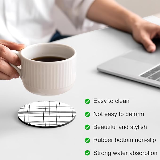 Modern Minimalist Lines Coasters Set of 6, Absorbent Coasters - Image 4