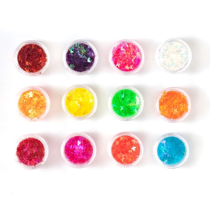 Nail Art Shiny Butterfly Sequins Ultrathin 3D Magic Sparkle DIY Flakes Tips 12 Colors