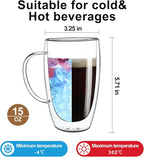 Aurzen 2 Pack Double Walled Glass Coffee Mugs - Image 2