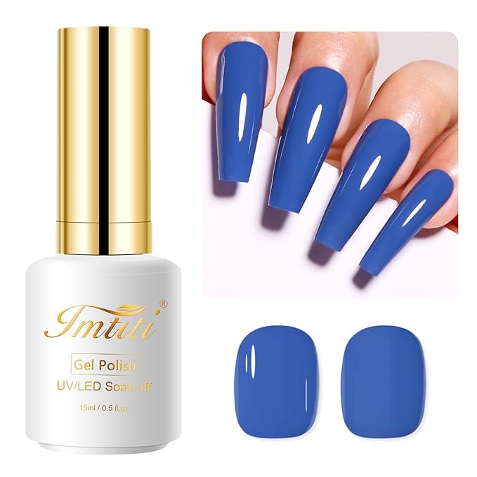 Imtiti Blue Gel Nail Polish, 15ML Misty Blue Gel Polish Autumn Winter Gel Nail Kit