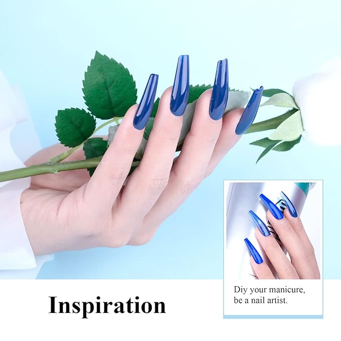 Imtiti Gel Nail Polish, 0.5 Fl Oz Royal Blue Color Gel Polish Soak Off LED U V Nail Gel Polish Nail Polish DIY Nail Art Starter Manicure Salon Gel Nail Kit for Women Girls