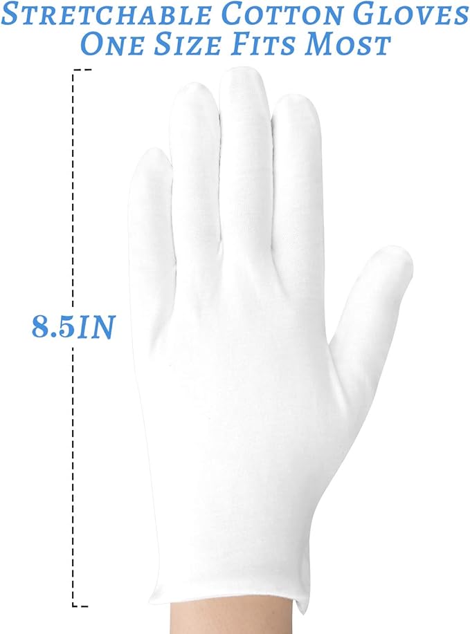 15Pairs (30Pcs) White Gloves for Men and Women, Washable SPA Moisturizing Cotton Gloves for Dry Hands Eczema Work Inspection Service Performance