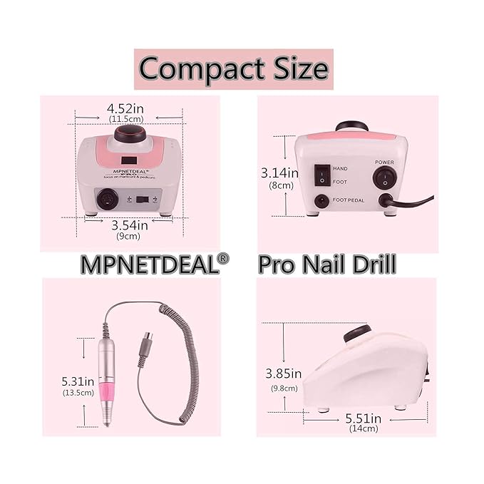 MPNETDEAL Pro Efile Nail Drill Machine 35,000rpm with LED Digital Display for Acrylic Nails Professional Manicure Drill Remove Nail Gel Polish Extension Gel Gift for Women Home and Salon Use