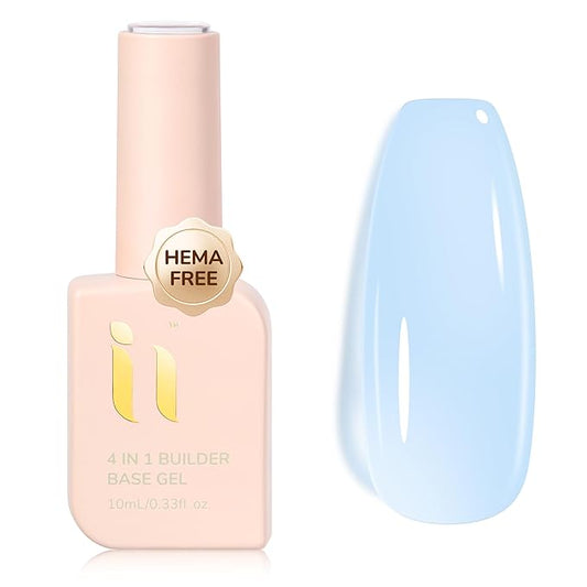 4 in 1 Builder Base Gel Polish, Hema Free Builder Base for Nail Repair, 10ml, Strengthens Damaged Thin Nails, Nail Salon at Home Long Lasting