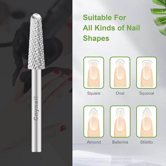 Cnynail 3/32" 4.0MM Small Cone Clean Medium Grit Carbide Cuticle Cleaner Bit for Electric Nail Drills – Professional Manicure Tool for Nail Salons and Home Use (M Grit. Silver)