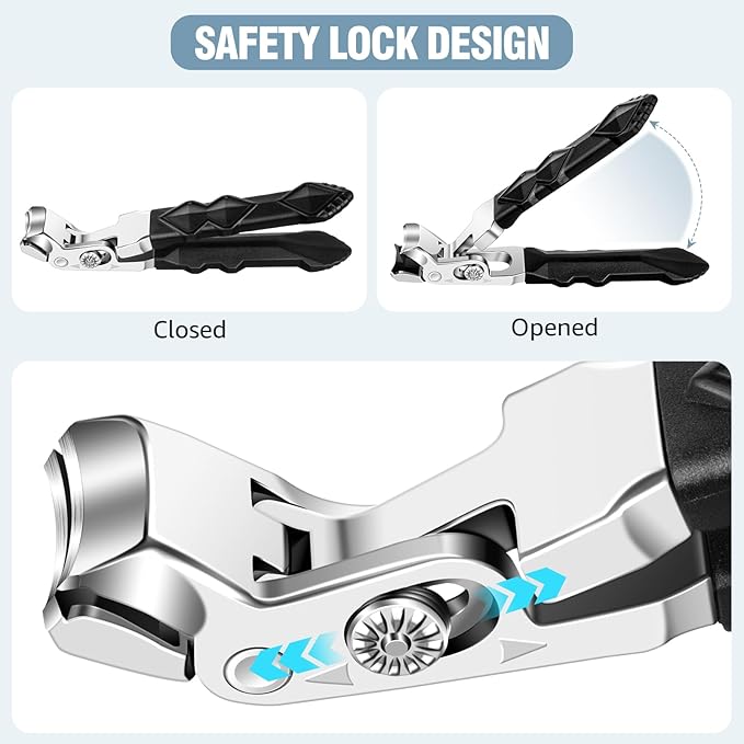 Toenail Clippers for Seniors Thick Toenails - Stocking Stuffers 2025 Gifts for Men, Angled Head Large Toe Nail Clippers for Men with Wide Jaw, Sharp Fingernail Cutter with Catcher