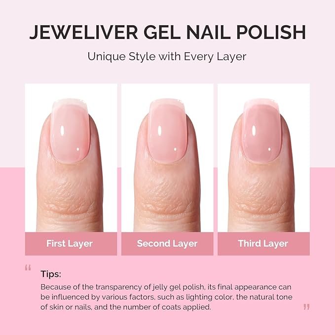 MelodySusie Jeweliver Gel Nail Polish, 0.5Fl.oz Pink Gel Polish Cream Color Soak Off UV LED Light Cure Gift for Women Manicure Nail Art DIY at Home B6615