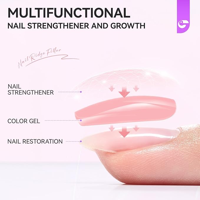 Nail Repair for Damaged NailsProtein: Pink 6 in 1 Natural Nail Strengthener and Growth - Long Lasting Nail Hardener Extra Strong and Growth - Nail Strengthener for Thin Nails and Growth