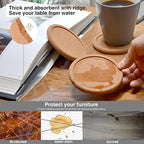 Natural Round Cork Coasters for Drinks - Image 2