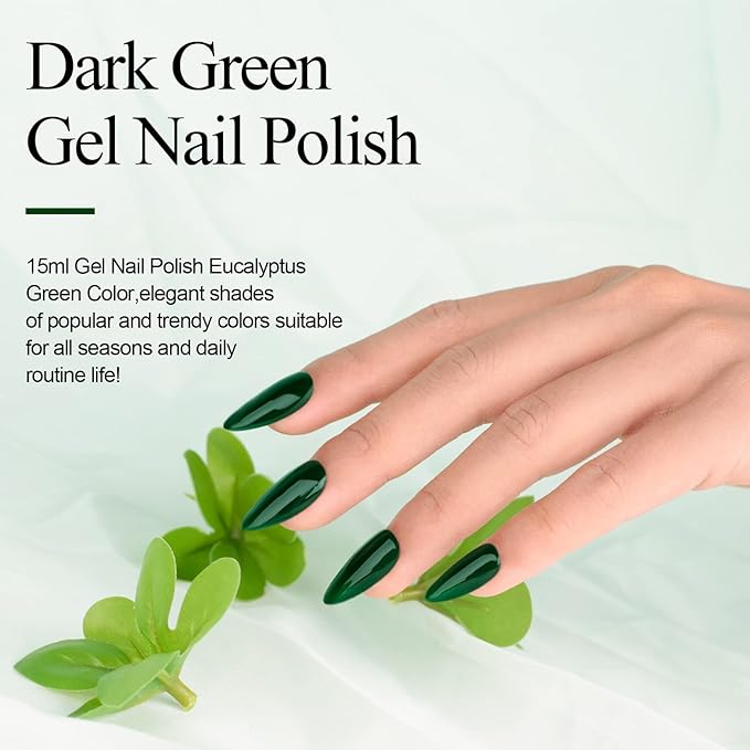 Imtiti Green Gel Nail Polish, 0.5 fl oz Emerald Color Soak Off Polish for Nail Art Manicure Salon DIY, Lamp Design Christmas Decoration