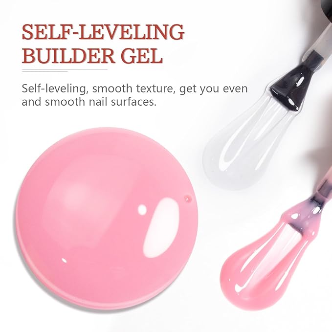 JODSONE 4 Bottles of 15 ML Capacity Builder Gel Nail Kit Building Nail for Extending Nails Need to Cured By Nail Lamp