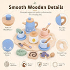 Wooden Blue Tea Set Toys - Image 2