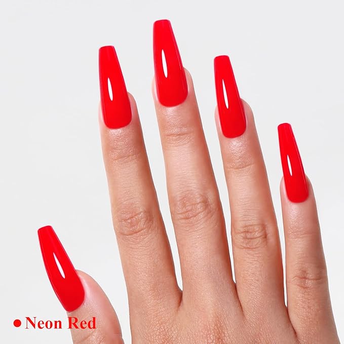 Imtiti Neon Gel Nail Polish, Neon Red Nail Gel Polish High Gloss Soak Off UV LED Spring Summer Nail Art Manicure Salon DIY Design 10ML