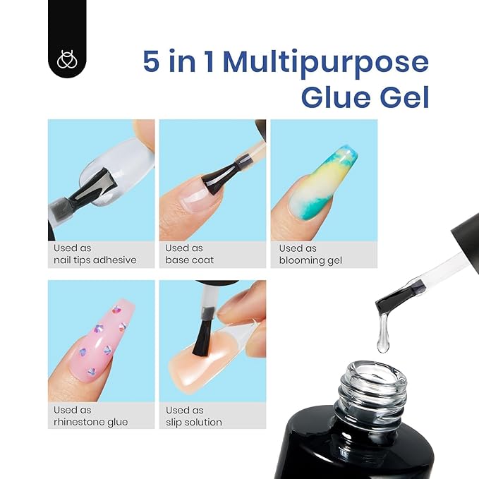 Beetles Gel Nail Tips 510Pcs 15 Sizes Short Coffin Acrylic Nail Kit Clear Nail Tips 5 in 1 Nail Glue Base Gel and Uv Led Lamp Easy DIY Press on Nails Extension Set for Women