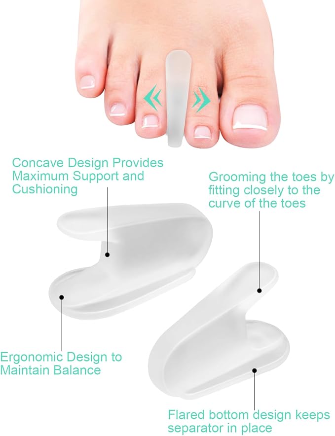 16Pcs Gel Toe Separators, Silicone Toe Spacers Bunion Corrector for Feet Women Men Pain Relief, Soft Flared Toe Spreader Hammer Toe Straightener for Overlapping Toes(12Small+4Large Size)