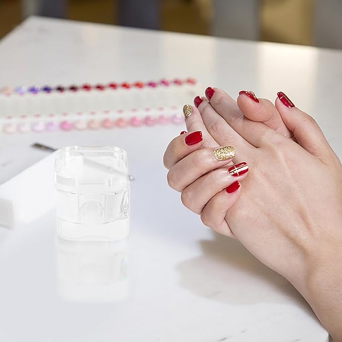 Crystal Dappen Dish with Lid 2.16In Square Anti-Collision Nail Art Soaking Bowl for Acrylic Nails and Gel Polish Remover Manicure Tool