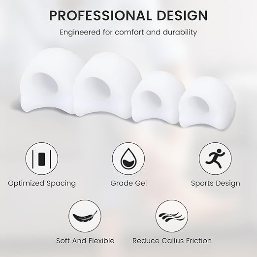 Toe Separators for Women, Yoga Toes Separator Women, Bunion Corrector for Big Toe, Toe Separators for Overlapping Toes for Bunions, Overlapping, Corrector and Spacer, White