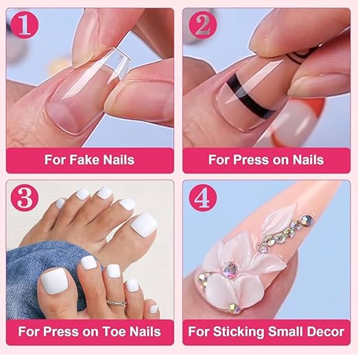 24ML Super Strong Nail Glue for Press Ons, Fake Nail Tips, Acrylic Nails No Uv Light Needed Nail Bond Brush in Nail Glue for Press On Nails False Nails Tips Long Lasting for Beginners DIY Home