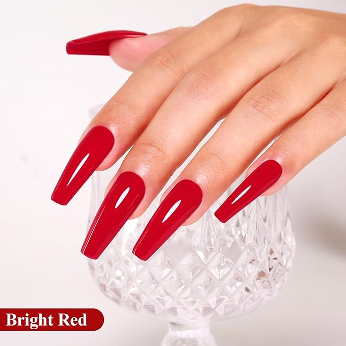 Imtiti Red Gel Nail Polish, Deep Red Gel Polish High Gloss Soak Off UV LED Nail Gel Polish Autumn Winter Gel Polish Nail Art Manicure Salon DIY Design Gel Nail 10ML
