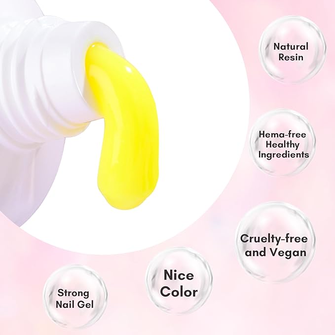 Makartt Poly Nail Gel-50ML Large-Bright Yellow Color, Strong Builder for Extension Overlay Strengthener 3D Diy, Multifunctional, Long-lasting for Nails French Manicures Home Salon-Sunny Side Up