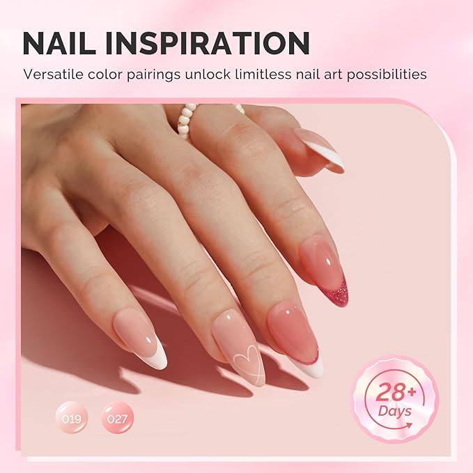 MelodySusie Builder Gel Nail Set for Nails Thickening,6 Colors 15ML Nude Pink Base Colors Clear Rubber Base Gel Polish,Soak Off UV Extension,Rhinestone Nail Glue in a Bottle Gift for Women