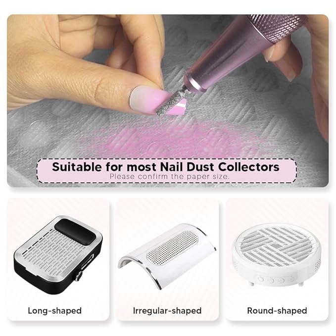 200 Sheets Nail Dust Collector Filter Paper with 12 Pcs Velcro Disposable Nail Dust Filters for Most of Nail Dust collector Machine Nail Tech Nail Supplies Accessories for Nail Salon&Home