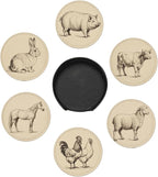 6 Pcs Farm Animals Drink Coasters by Cayiibe