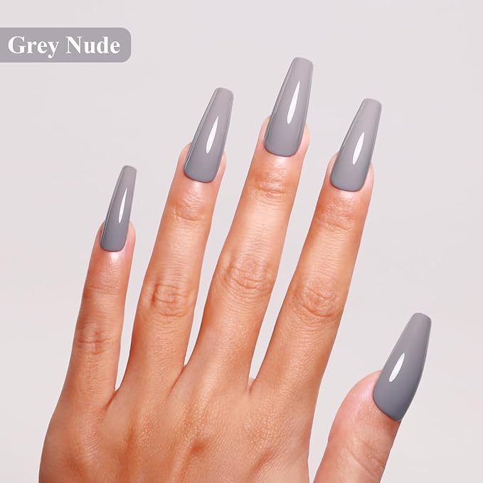 Imtiti Nude Gel Nail Polish, 15ML Grey Gel Polish Autumn Winter Gel Nail Polish Soak Off LED UV Nail Gel Polish DIY Nail Art Starter Manicure Salon Gel Nail Kit