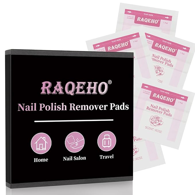 50 Nail Polish Remover Pads - Nail Wrap Wipes for Nail Polish Removal Lint Free Travel Nail Wipe Soak Off Fingernail Remover Pad Individually Wrapped Nail Paint Removal for On The Go Home Use