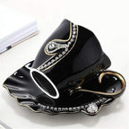 7 Oz Luxury Rhinestone Ceramic Coffee Cup and Saucer Set - Image 5