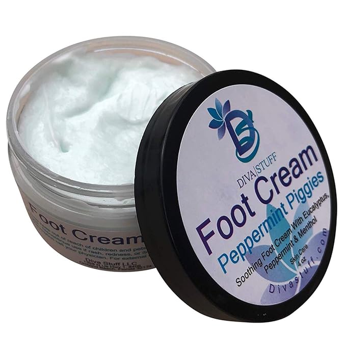 Diva Stuff Peppermint Piggies Soothing Foot Cream w/Eucalyptus, Peppermint & Menthol (Pack of 2)